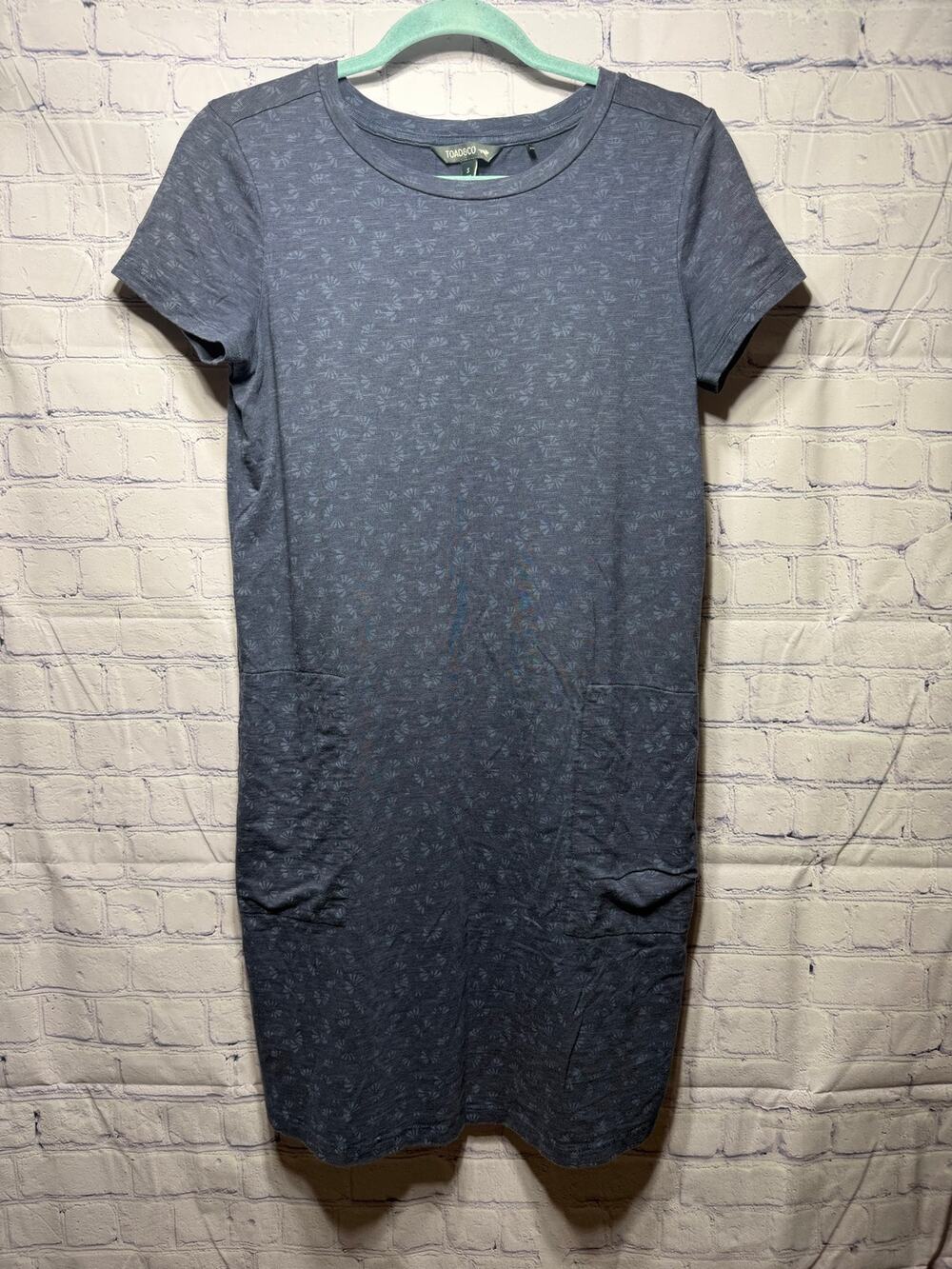 Toad&Co Womens Windmere II Short Sleeve Dress Blue Floral Sz S Organic Casual